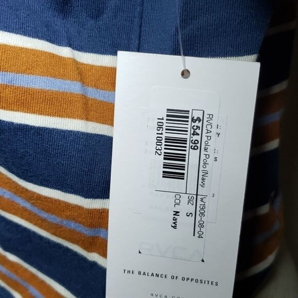 RVCA women's Polar Polo Navy Striped Top NWT - Picture 4 of 5